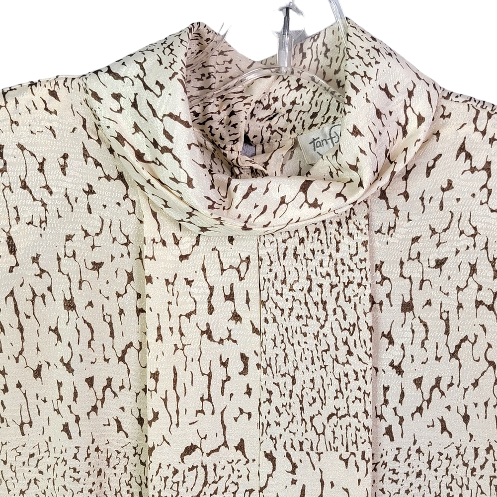 Tan Jay Vintage 80's Animal Print Inspired All Over Print Silky Feel Blouse  8 - Picture 4 of 14